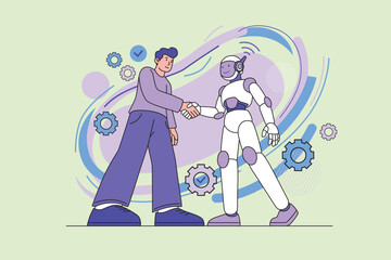 Future Collaboration Human and Ai Illustration