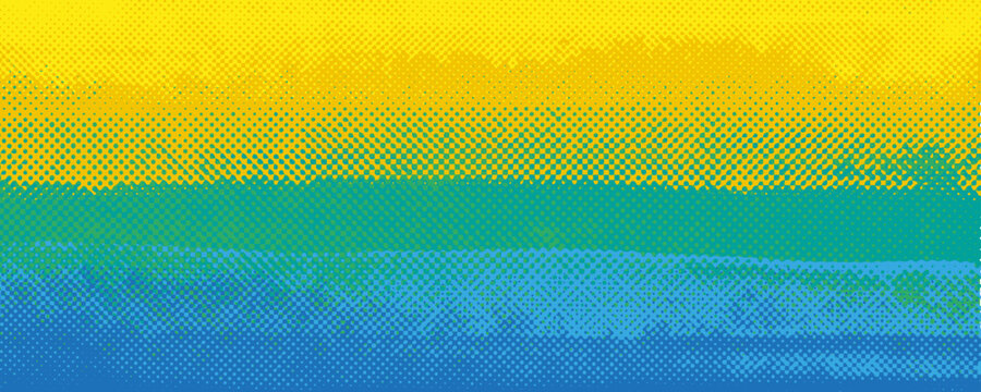 Colorful yellow,  blue, green,  risograph texture background. Vector halftone effect. Noisy texture. 