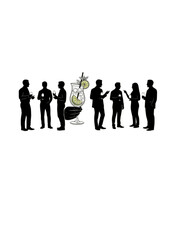 Mocktail Socializing Silhouette for Dry January and Sober Curious Lifestyle. Person Holding Elegant Glass for Alcohol Free Hospitality and Wellness Concept Vector Illustration.