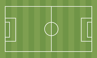 Football field. Soccer pitch scheme top, side and perspective view. Realistic football court or stadium with green grass vector.