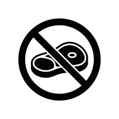 No Meat Icon. Vegetarian and Vegan Prohibition Sign Vector
