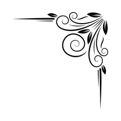 Elegant Black Floral Corner Ornament Vector Illustration