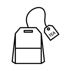 Minimalist Tea Bag Icon with String and Label Line Art Vector