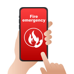 Fire Emergency Call Mobile App Screen UI.Vector illustration
