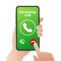 Incoming Call Screen UI for Smartphone.Vector illustration