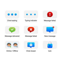 Chat Status UI Icons for Messaging Application.Vector illustration