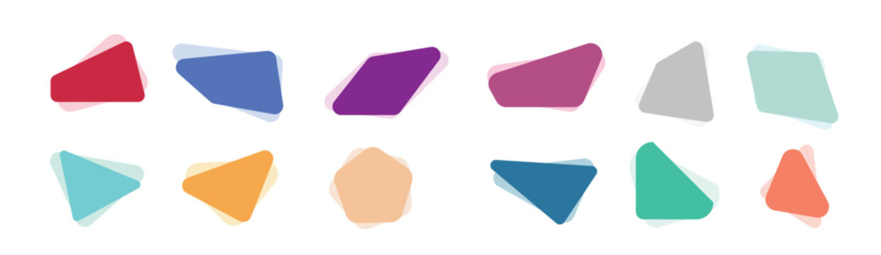 set of label triangle with different colors triangle fluid 