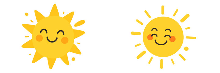 Bright and cheerful sun illustrations representing joy and warmth