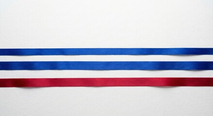 Blue and Red Ribbons on White Background