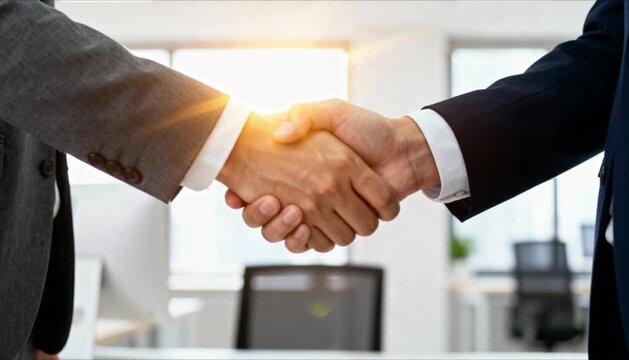 professional handshake in modern office perfect for Financial Wellness Month