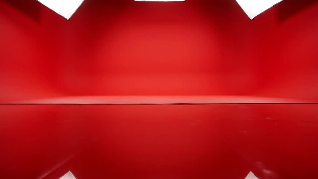 Abstract red interior with bright lights and reflection
