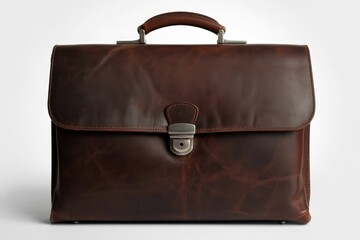 Brown Vintage leather briefcase with strap