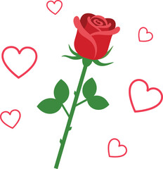 Happy Valentine&rsquo;s Day Red Rose Love Hearts Romantic Illustration Valentine Love