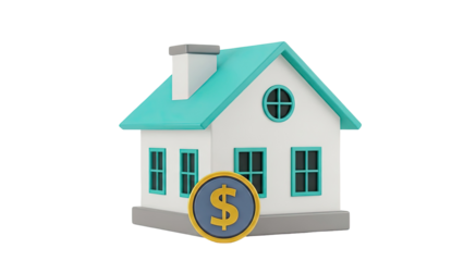 Cartoon house with dollar coin