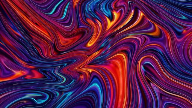 Abstract vibrant color tapestry featuring swirling pattern, fluid glossy lines, dynamic movement, and mesmerizing energetic visual effect