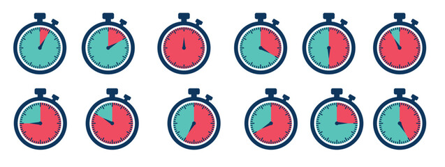 stopwatch with different time countdown in seconds 