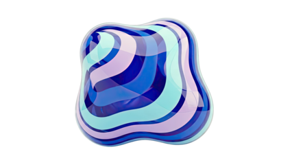 Abstract blob with swirling blue and purple stripes