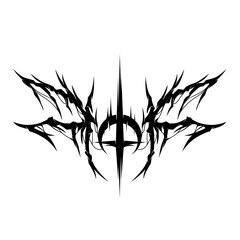 abstract monochrome tribal winged moon tattoo