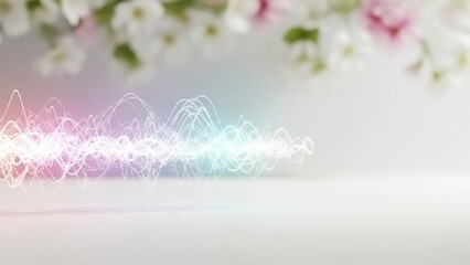 やさしい光に包まれたフラワー抽象背景、量子コンピューターイメージ、美容・コスメ広告用