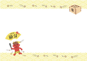 節分のイラスト　バナー　背景　2月