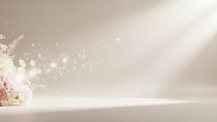 やさしい光に包まれたフラワー抽象背景｜美容・コスメ広告用