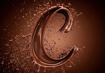 Melted chocolate letter c surrounded by cocoa powder and sprinkles