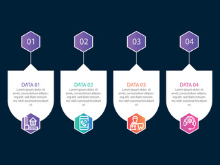 vector illustration infographic design template with 4 steps. Template for process, presentations, layout, banner, brochure.