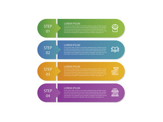 vector illustration infographic design template with 4 steps. Template for process, presentations, layout, banner, brochure.