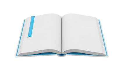 Open Book with Blue Bookmark and Pages