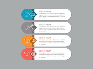 vector illustration infographic design template with 4 steps. Template for process, presentations, layout, banner, brochure.