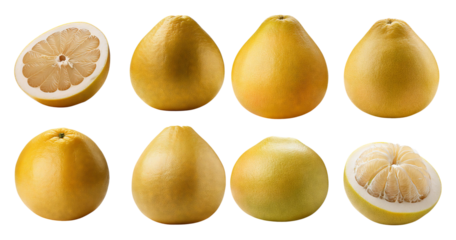 Fresh Yellow Citrus Fruits Displayed on a Black Background, Bundle Set Collection, Isolated on Transparent Background