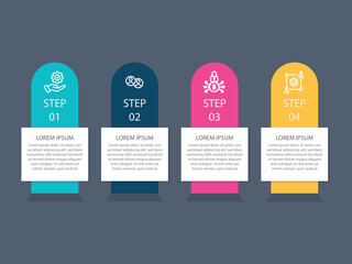 vector illustration infographic design template with 4 steps. Template for process, presentations, layout, banner, brochure.