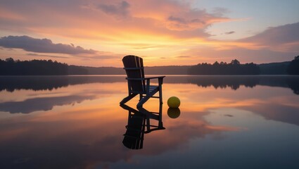 Serene sunset by the lake