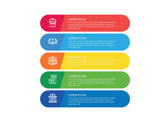 vector illustration infographic design template with 5 steps. Template for process, presentations, layout, banner, brochure.