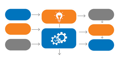 Linear Process Flow Diagram , Clean Flat Vector Business Workflow