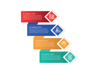 vector illustration infographic design template with 4 steps. Template for process, presentations, layout, banner, brochure.