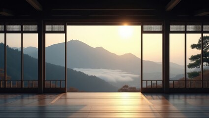 Serene mountain view at dawn