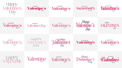 Valentine's Day typography set. Valentine's Day text. Elegant typography of valentine day. 