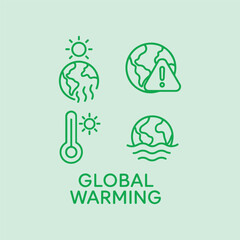 global warming concept vector icon set