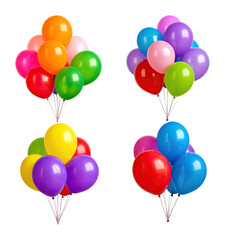 Colorful Array of Floating Balloons Celebrating Joy and Fun, Isolated on Transparent Background