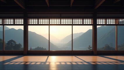 Serene sunrise in traditional japanese room