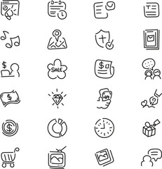 Hand Drawn Doodle Business and E-commerce Vector Icon Set