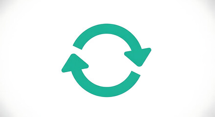 A green circular arrow icon on a white background representing recycling and sustainability