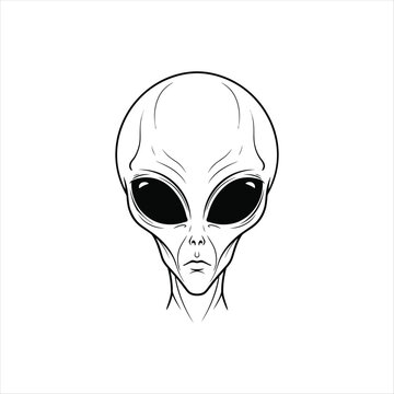 Detailed analysis of an alien head science fiction icon eps file