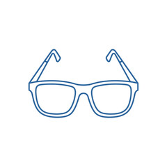 Simple Blue Outline Eyeglasses Icon on White Background