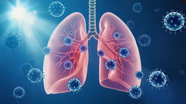 Virus in a lung. Respiratory disease.