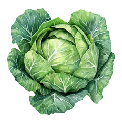 Obraz premium Cabbage, elegant watercolor vector illustration, isolated on a white background.