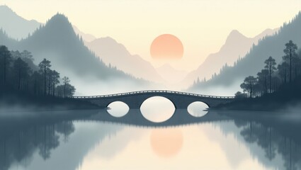 Serene mountain lake at dawn