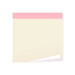 Square Sticky Note with Pink Header and Curled Edge