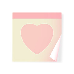 Pastel Sticky Note with Curled Edge cartoon cute for valentine.